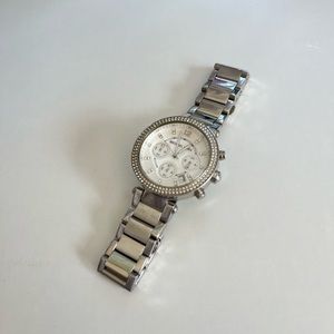 Michael Kors Watch Woman’s Silver Stainless Steel Parker Chronograph Watch